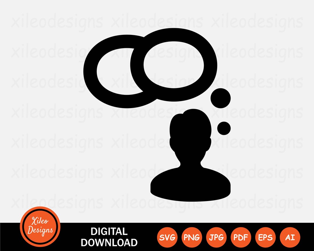 Man Thinking Icon SVG Thought Bubble Day Dreaming Think Graphic Vector ...