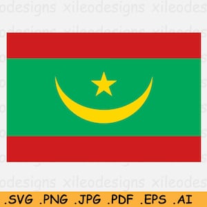 Bandiera della Mauritania SVG, Banner nazionale della nazione mauritana, Cricut Cut File Digital Download Clipart Vector Graphic- eps ai png jpg pdf