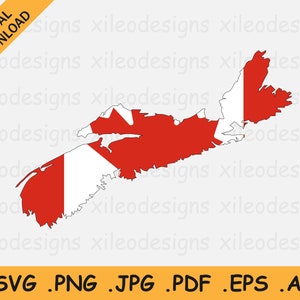 Nova Scotia Karte Kanada Flagge SVG - Kanadier Provinz Banner Form Rand Rand Rand Umriss, Cricut Cut Datei Vektor Clipart, eps ai png jpg pdf