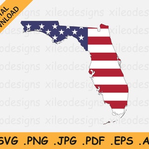 Florida Map US Flag svg, FL USA on American Flag, America State Banner Shape Border Outline, Cricut Cut File Vector Icon, eps ai png jpg pdf