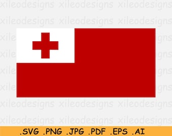 Tonga National Flag SVG, Tongan Nation Country Banner, Cricut Cut File, Instant Digital Download, Clipart Vector Graphic- eps ai png jpg pdf