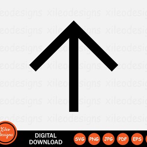 May include: A black arrow pointing upwards, centered on a white background. The arrow's design is a simple, bold outline. Below the arrow, the image includes the text "DIGITAL DOWNLOAD" and a logo with the text "Xileo Designs".