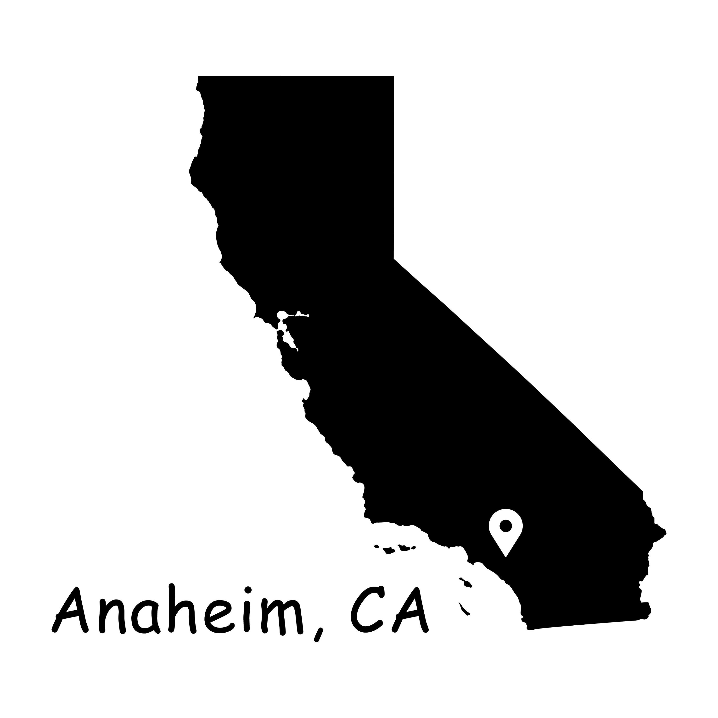 Anaheim California State Map Anaheim City CA California USA Etsy