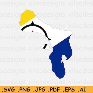 Bandeira do mapa de Bonaire SVG, mapa da bandeira de Bonaire, mapa SVG de Bonaire, município especial da Holanda, ícone de download digital instantâneo, eps ai png jpg pdf