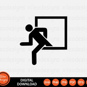 Emergency Window SVG Escape Exit Evacuation Evacuate Opening Sign Symbol Icon Clipart Vector Cricut Digital File Clipart png jpg eps pdf ai
