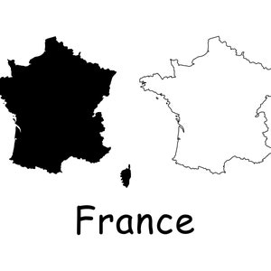 Karte von Frankreich, französische Karte, detaillierte solide Umrisskarte von Frankreich, sofortiger digitaler Download svg png eps ai