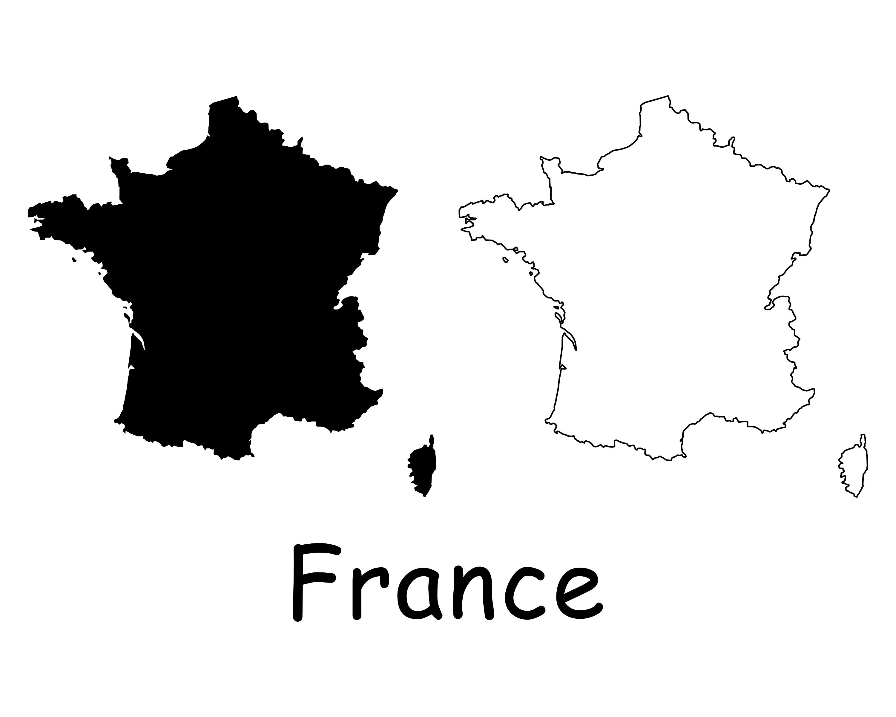France Map Black And White Map Of France French Map Black And White Detailed Solid | Etsy Hong Kong