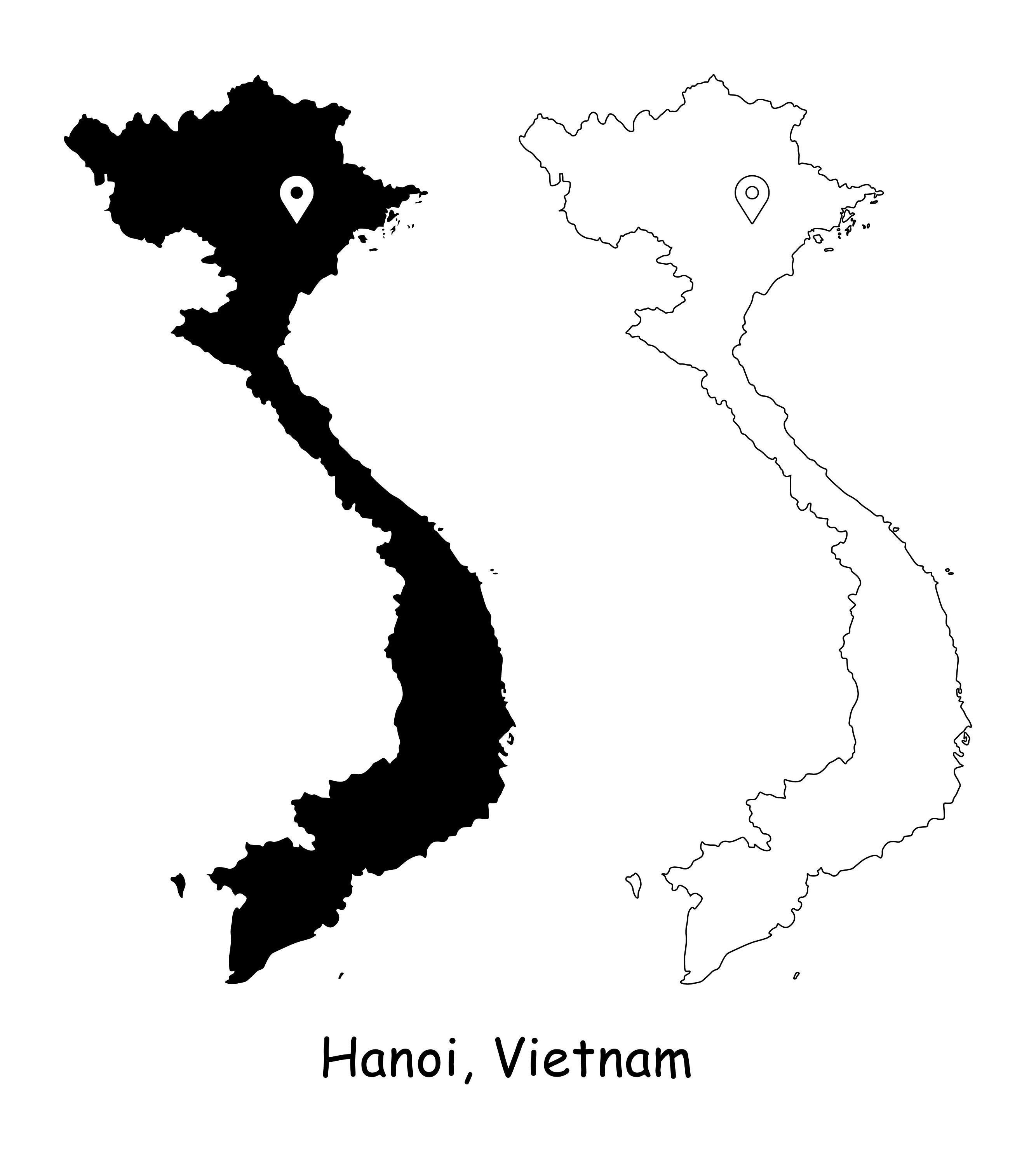 Capital City Of Vietnam Map Hanoi Vietnam Map Capital City Country Location Pin Black | Etsy Ireland