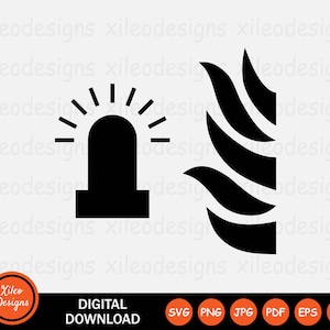 Feuer Alarm SVG Blitz blinkend Notlicht Alarm Warnung Sirene Zeichen Symbol Symbol Clipart Grafik Vektor Cricut Digital png jpg eps pdf ai