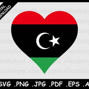Libya Heart Flag SVG, Libyan Love Shape Country National Flag, Digital Icon Symbol Clipart Vector Cricut Cut File, png eps jpg jpeg pdf ai