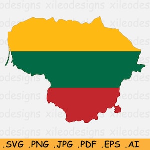 Litauen Karte Flagge SVG, Litauen SVG Cricut Cut File, Land Nation Silhouette Outline Atlas, Scrapbook Clipart Vektor eps ai png jpg pdf
