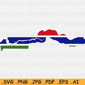 De Gambia Vlag Kaart SVG, Gambiaanse Cricut Cut File, Land Natie Silhouet Outline Atlas, Scrapbook Clipart Vector Icon, eps ai png jpg pdf