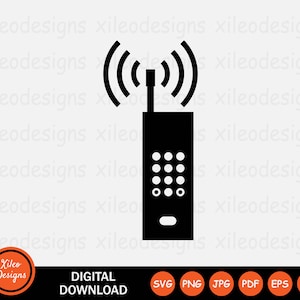 Walkie Talkie Icon SVG Radio Phone Telecommunication Device Signal Symbol Sign Graphic Clipart Vector Cricut Digital Cut png jpg eps pdf ai