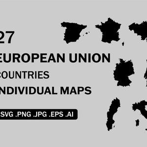 Union européenne Pays membres Cartes SVG, UE Pays Nation National Map Set, Cricut Cut File Silhouette Vector Clipart Icon, eps ai png jpg