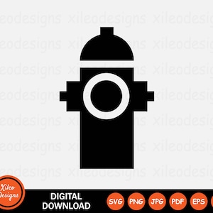 Puede incluir: Silueta negra y blanca de una boca de incendios. La boca de incendios tiene una parte superior redonda y un cuerpo cilíndrico. La boca de incendios es un símbolo común de seguridad contra incendios.