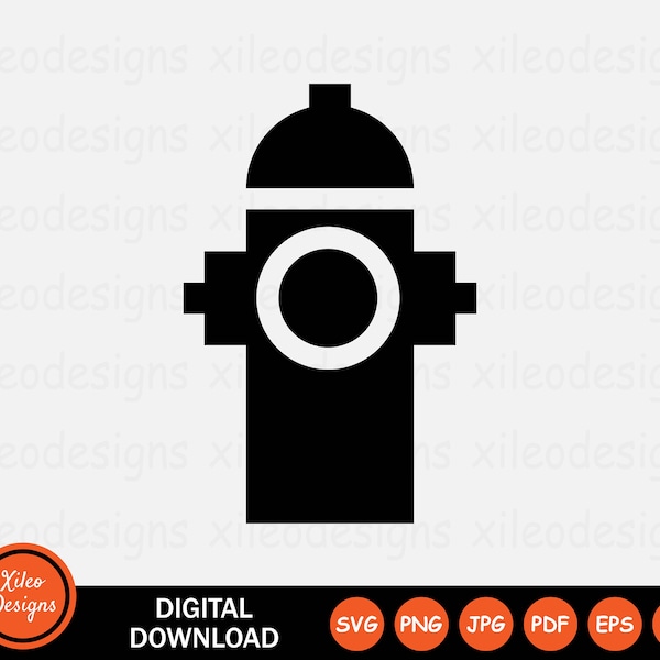 Fire Hydrant Icon SVG - Emergency Water Hose Pipe Safety Rescue Faucet Sign Symbol Cricut Clipart Vector Digital Download png jpg pdf eps ai