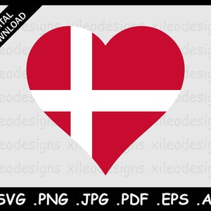 Könnte beinhalten: Ein rotes Herz mit einem weißen Kreuz, das die Flagge Dänemarks darstellt.