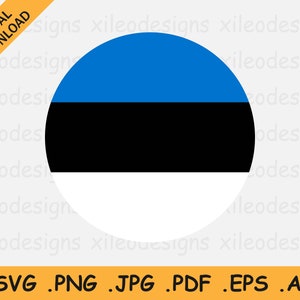 Estonia SVG, Round Flag SVG, Estonian Circular Banner, National Circle Button, Digital Download Vector, Cricut Cut File, eps ai png jpg pdf