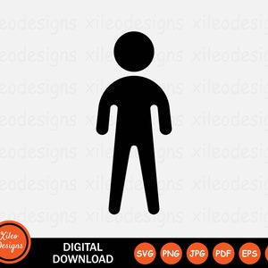Human Stick Figure Icon SVG Alien Man Character Stand Shape Silhouette Sign Symbol Cricut Clipart Vector Digital Download png jpg pdf eps ai
