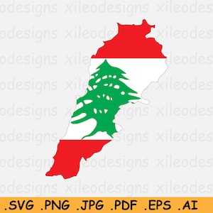 Libanon Kaart Vlag SVG, Libanese SVG Cricut Cut File, Land Natie Silhouet Outline Atlas Scrapbook Clipart Vector Icon eps ai png jpg pdf