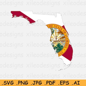 Florida State Flag Map SVG, Verenigde Staten van Amerika, FL USA Border Boundary Shape, U.S American Graphic Icon Clipart svg eps ai png jpg pdf