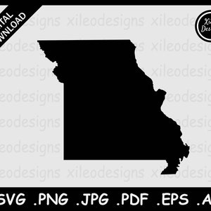 Missouri Map SVG, MO USA State Boundary Border, Missourian United States Black Silhouette Cricut Cut File Vector, png jpg jpeg pdf eps ai