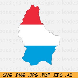 Luxemburg Karte Flagge SVG - Cricut Cut File, Europa Land Nation Silhouette Atlas, Scrapbook Clipart Vektor Icon, eps ai png jpg pdf