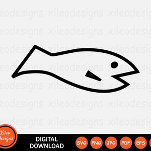 Fish Icon SVG - Full Side View Marine Sea Ocean Animal Creature Vector Symbol Sign Graphic Clipart Cricut Digital Cut Out png jpg eps pdf ai