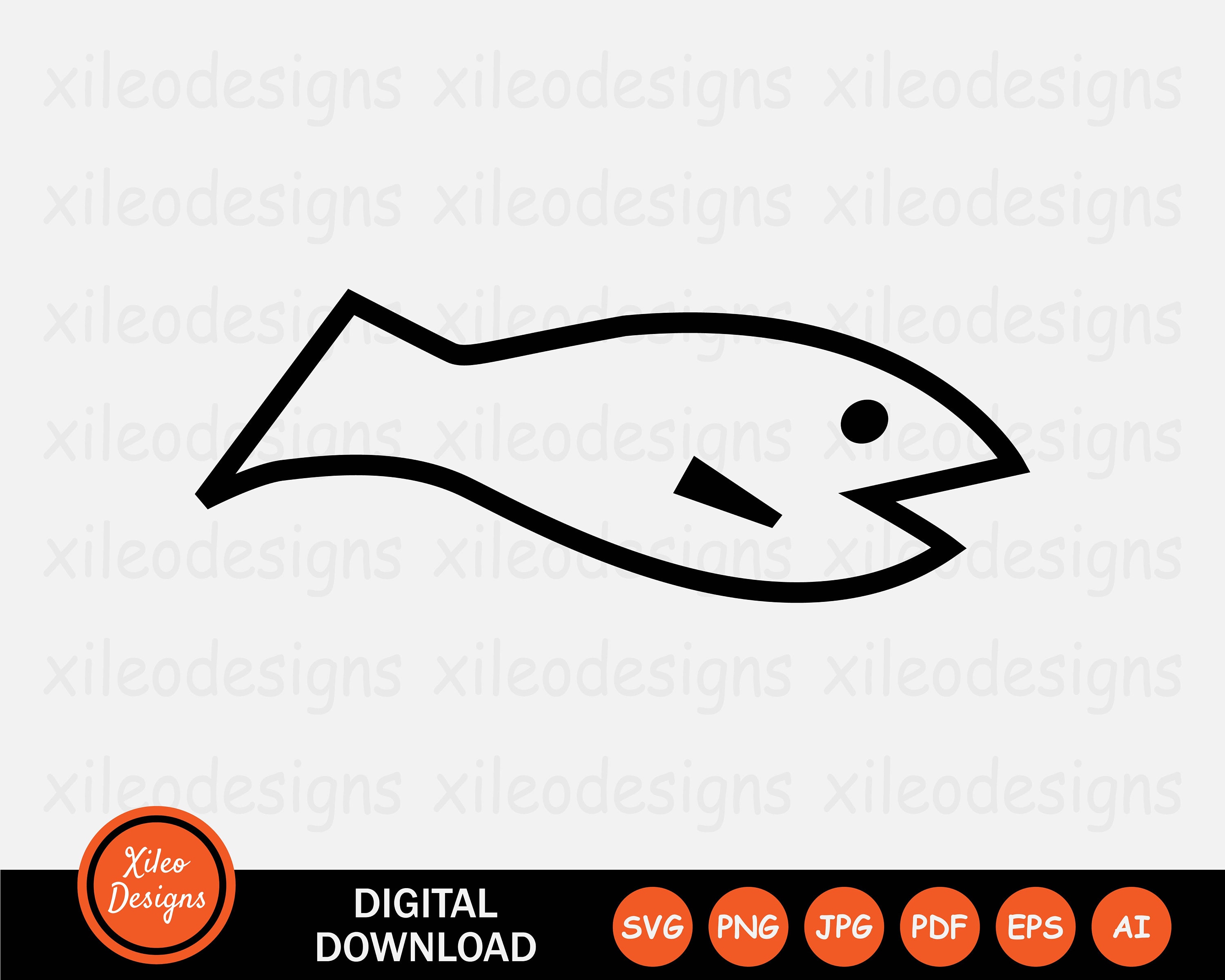 Fish Icon SVG - Full Side View Marine Sea Ocean Animal Creature