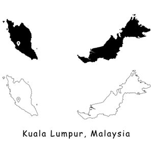 Kuala Lumpur Malaysia Karte Hauptstadt Country Location Pin Schwarz Weiß Silhouette UmrissGeografie Region Malaysian KL jpg svg png ai eps