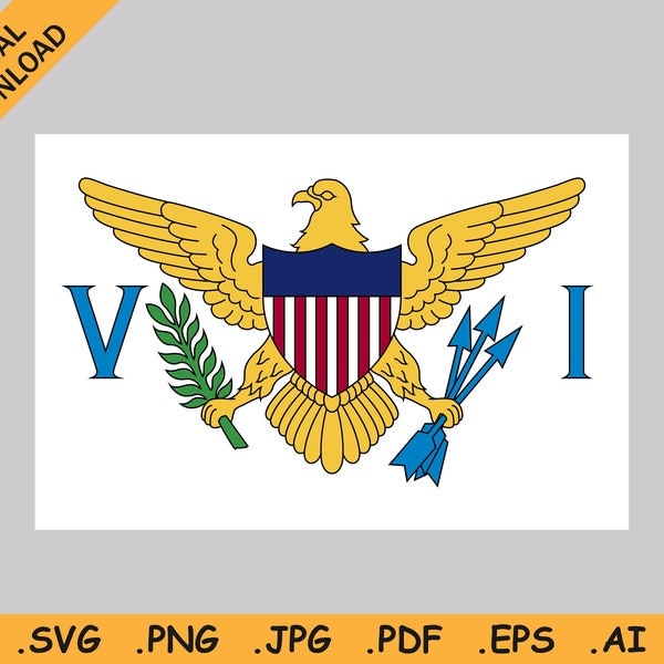 US Virgin Islands Flag SVG - USVI Banner, United States usa, Cricut Cut File Digital Download Clipart Vector Graphic Icon eps ai png jpg pdf