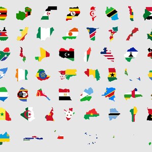 Africa Countries Flag Maps SVG Set - African Map Nation National Border ...