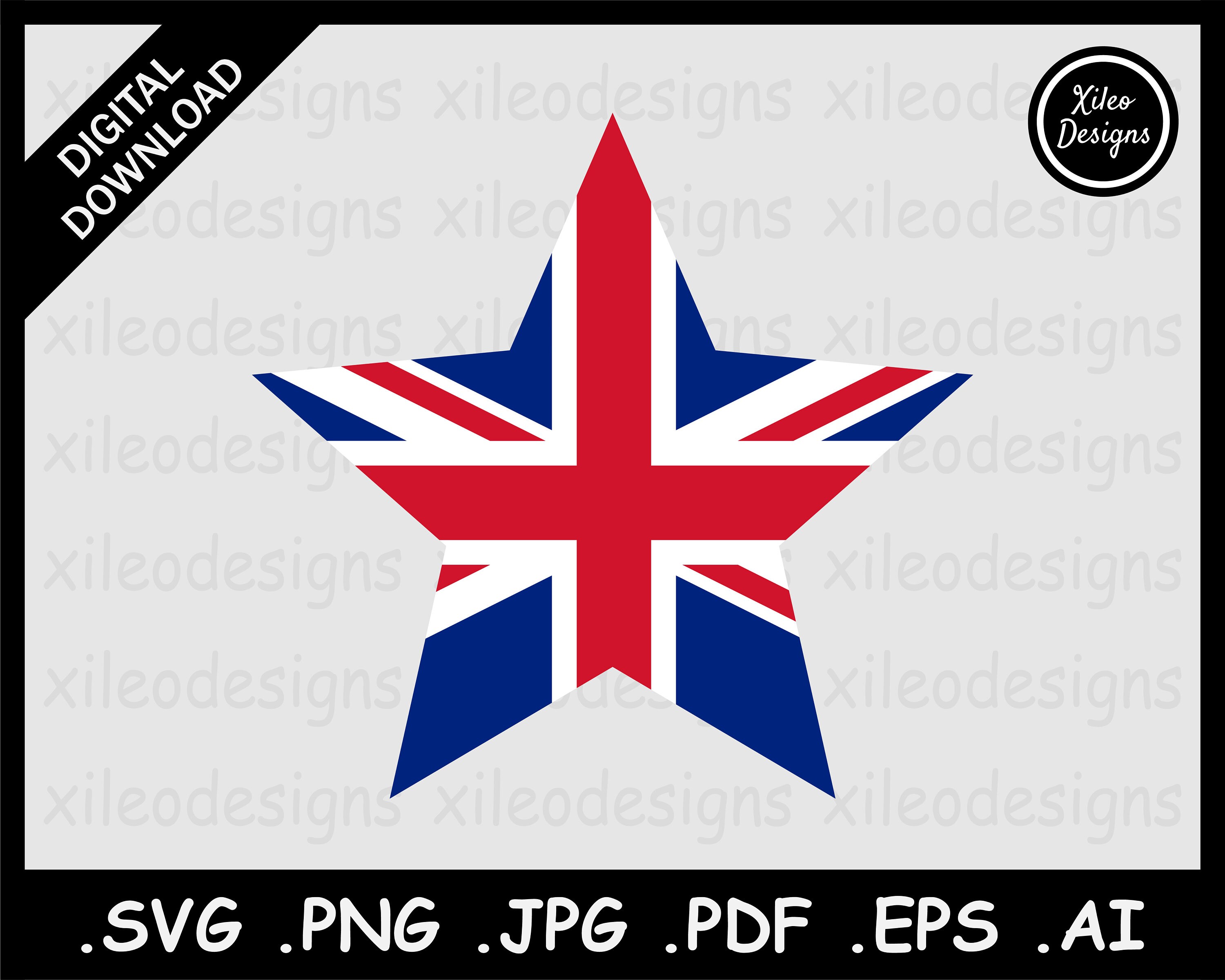 UK Star Flag SVG United Kingdom Union Jack Star Shape Nation Etsy