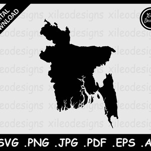 Bangladesch Landkarte SVG, Bangladeshi Country National Border Border Border, Black Silhouette Cutout Cricut Cut File Vektor, png jpg jpeg pdf ai eps