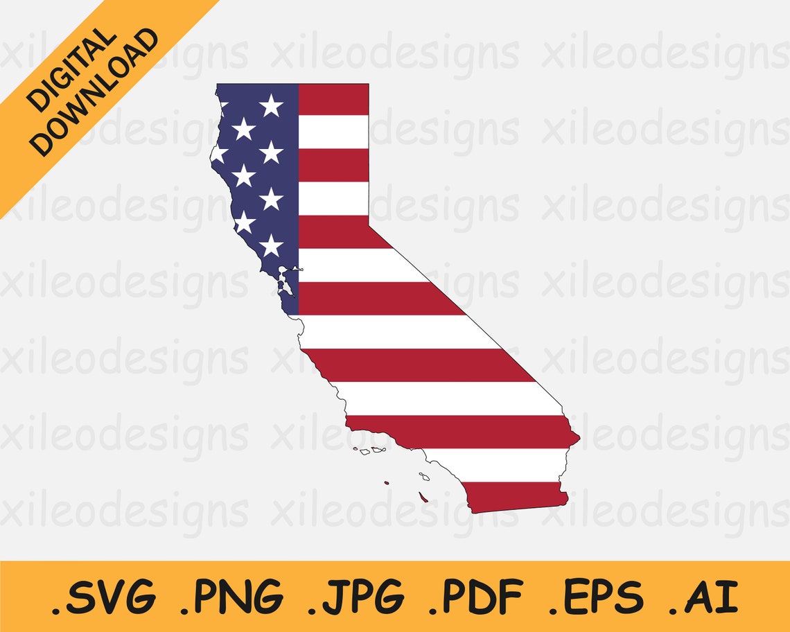 California Map US Flag Svg - CA USA on American Flag, America State ...
