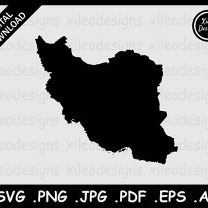Mapa de Irán SVG, Frontera Nacional del País Iraní, Persia Silueta Negra Recorte Cricut Archivo Vector Icono, png jpg jpeg pdf ai eps