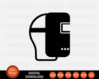 Icono de máscara de soldador SVG Casco Protección facial Escudo de seguridad Capucha Símbolo Signo Gráfico Clipart Vector Cricut Instant Digital png jpg eps pdf ai
