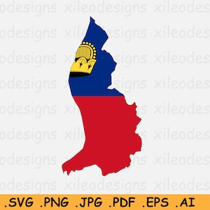 Liechtenstein Kaart Vlag SVG - SVG Cricut Cut File, Land Nation Silhouette Outline Atlas, Scrapbook Clipart Vector Icon, eps ai png jpg pdf