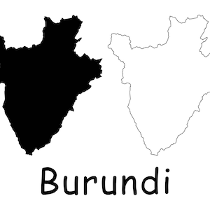 Karte von Burundi, Burundi Karte, detaillierte solide Umriss Landkarte schwarz und weiß, sofortiger digitaler Download svg png eps ai