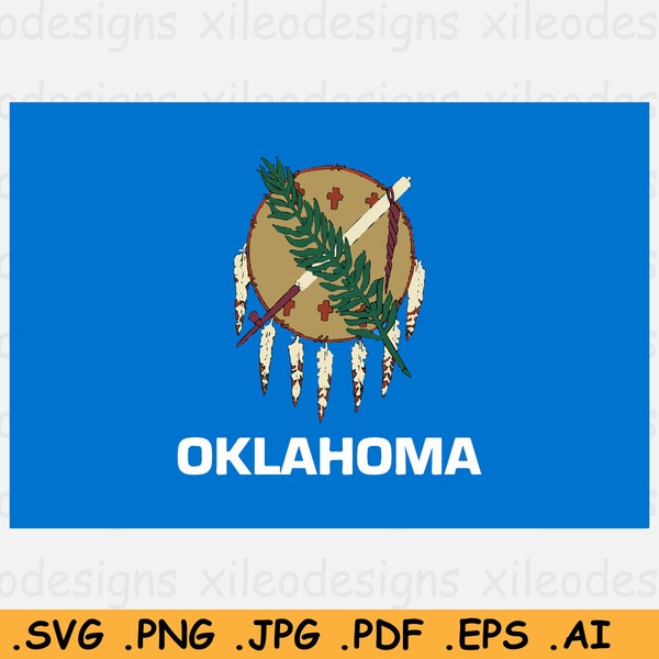 Oklahoma Flag SVG - OK US usa State Banner, American United States of America, Clipart Vector Graphic Icon Logo Symbol - eps ai png jpg pdf