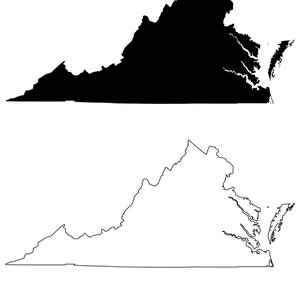 Virginia Map SVG, VA USA Usa Usa, Schwarz weiß Silhouette Silhouette Clipart Vektor Grafik Banner, svg eps png jpg