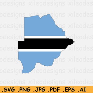 Botswana Map Flag SVG - Map of Botswana, Botswana National Flag, Botswana Map SVG, Instant Digital Download Country Icon, eps ai png jpg pdf