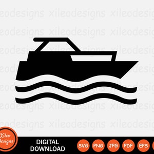 Speedboat Icon SVG - Jet Speed Boat Jetboat Motorboat Ship Vessel Vector Symbol Sign Graphic Clipart Cricut Digital Cut png jpg eps pdf ai