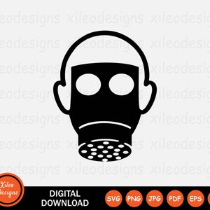 Gas Mask Icon SVG - Safety Respirator Respiratory Full Face Protection Symbol Sign Clipart Vector Cricut Digital Download png jpg eps pdf ai