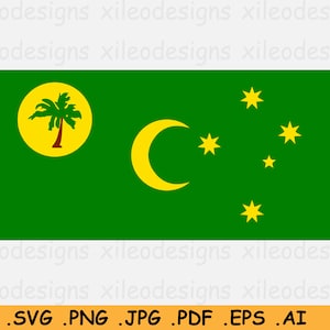 Bandiera isole Cocos (Keeling), Territorio esterno dell'Australia, File di taglio cricut SVG, Icona grafica vettoriale Clipart - svg eps ai png jpg pdf