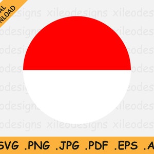 Indonesia Round Flag SVG - Indonesian Circle Banner, National Circular Button, Cricut Cut File Digital Download Vector, eps ai png jpg pdf