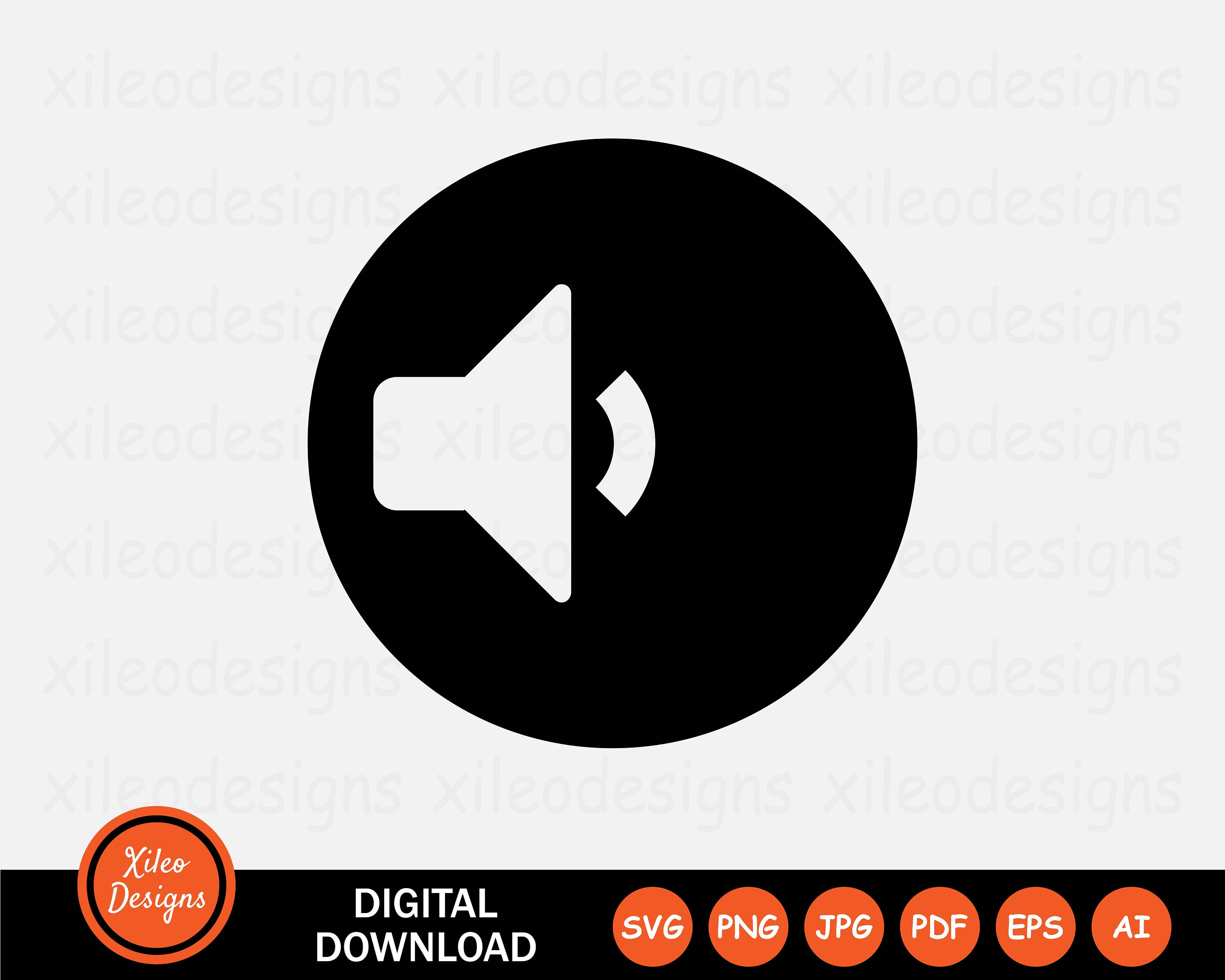Reduce Volume Icon SVG Low Soft Sound Music Stereo Radio Speaker Down Symbol Sign Clipart Cricut Vector Digital Download png jpg pdf eps ai