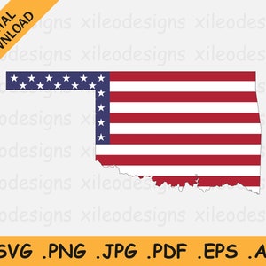 Mapa de Oklahoma Bandeira dos EUA svg, OK EUA na bandeira americana, contorno da borda da forma da bandeira do estado da América, ícone de vetor de arquivo Cricut Cut eps ai png jpg pdf