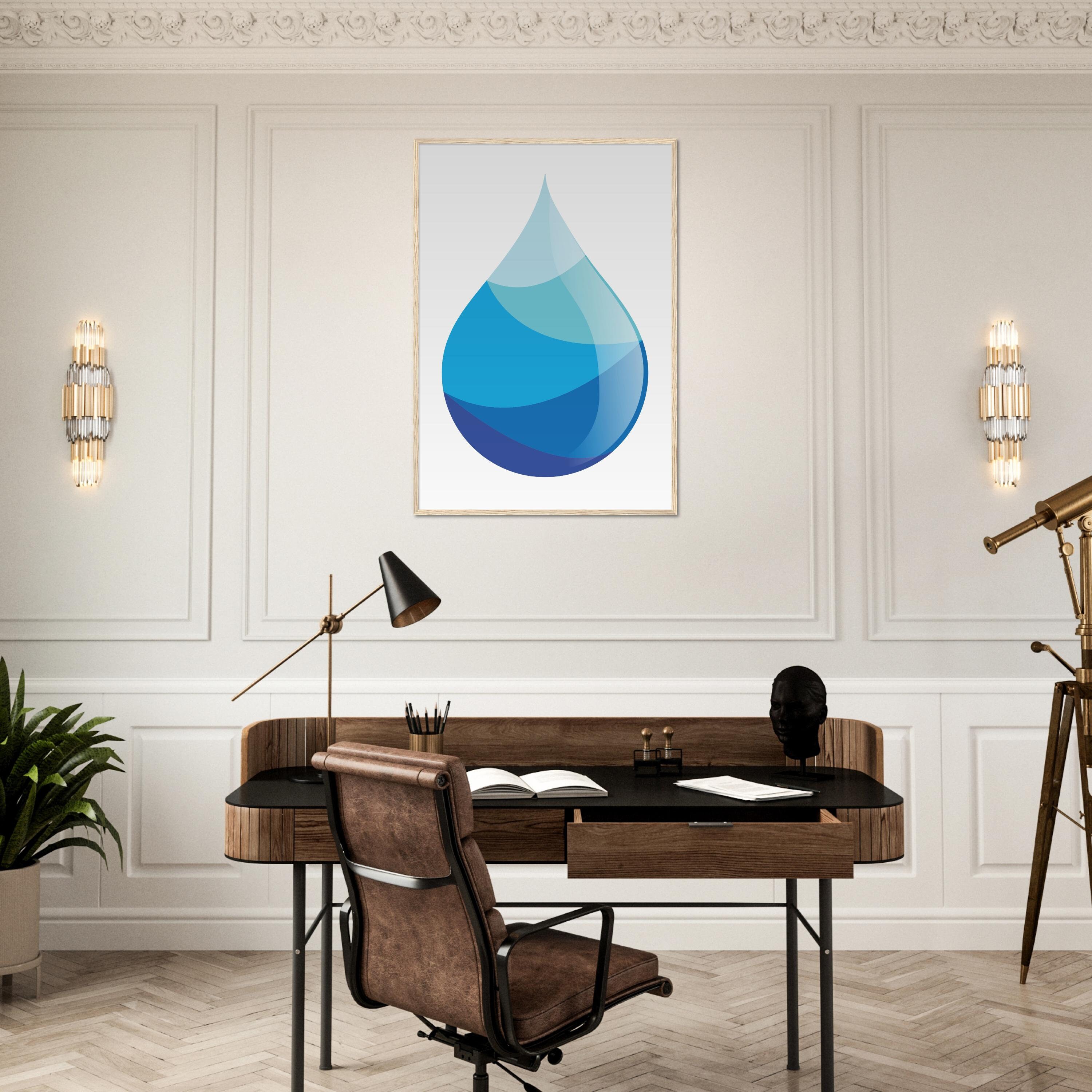 Waterdrop Wall Art for Entryway Wall Decor Blue Water Art for Office