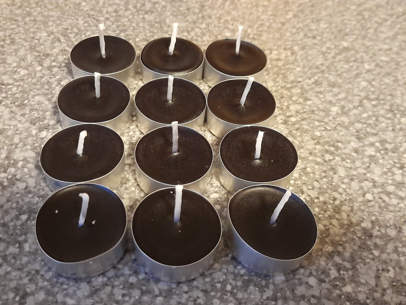 100 Solid Black Wax Tea Lights UK Unscented or Scented Tea Lights Black